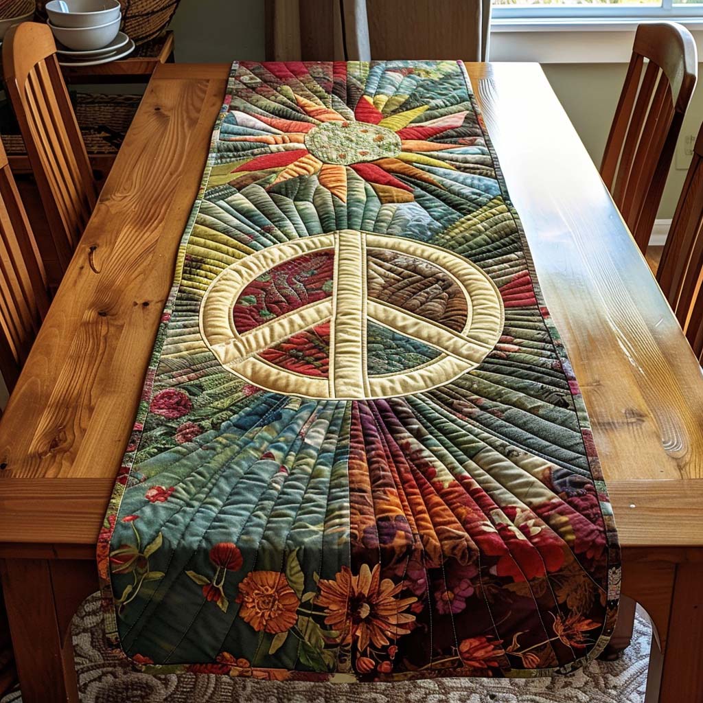 Rustic Peace Quilted Table Runner NCU0DQQ0172
