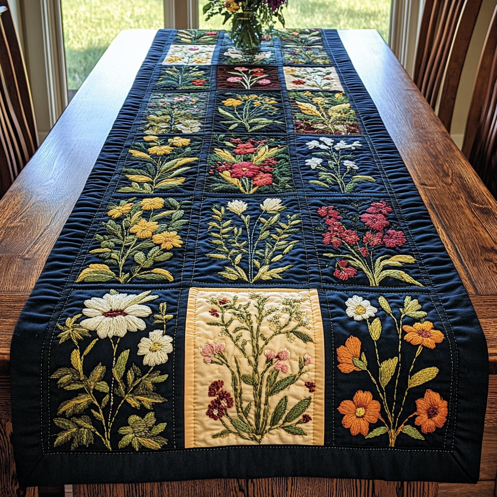 Rustic Petals Quilted Table Runner NCU0DDK491