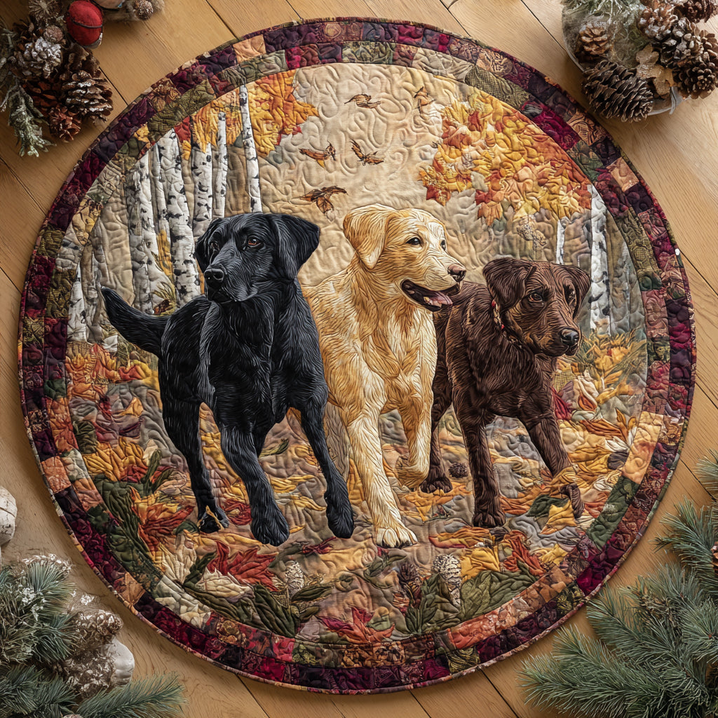 Rustic Retrievers Quilted Round Mat NCU0DV1354