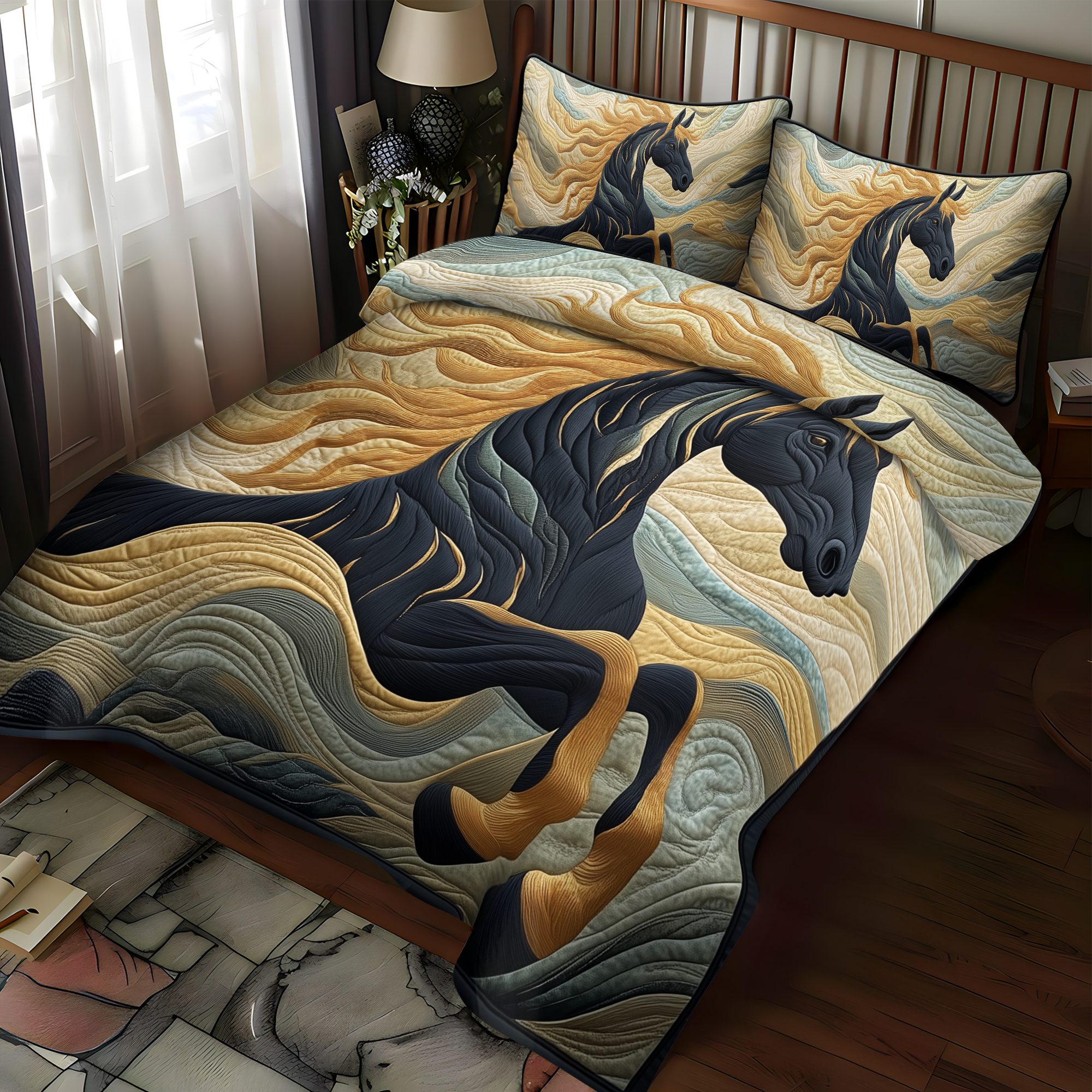 Rustic Rodeo Charm 3-Piece Quilted Bedding Set NCU0DK1612