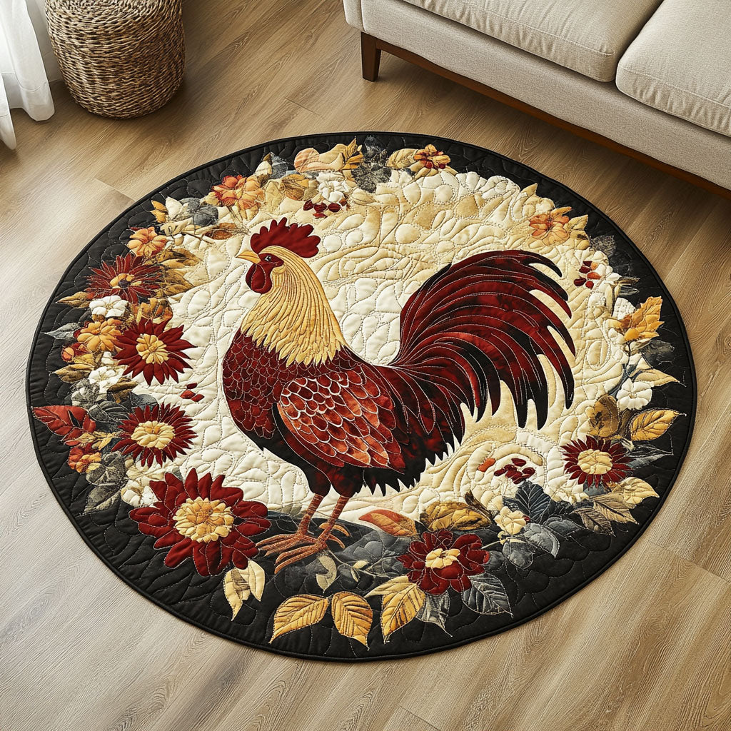 Rustic Rooster Round Quilted Round Mat NCU0PT972