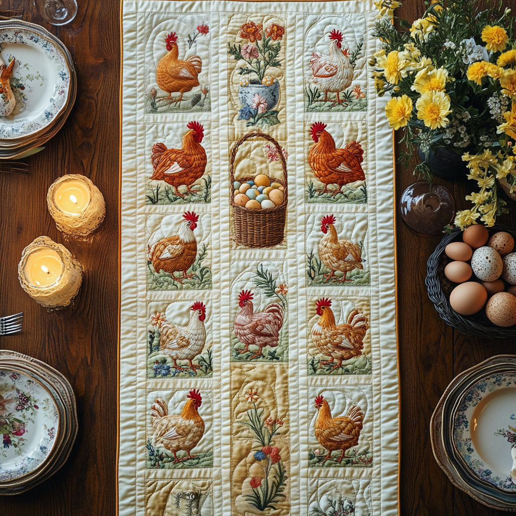Rustic Roosters Quilted Table Runner NCU0NVH916