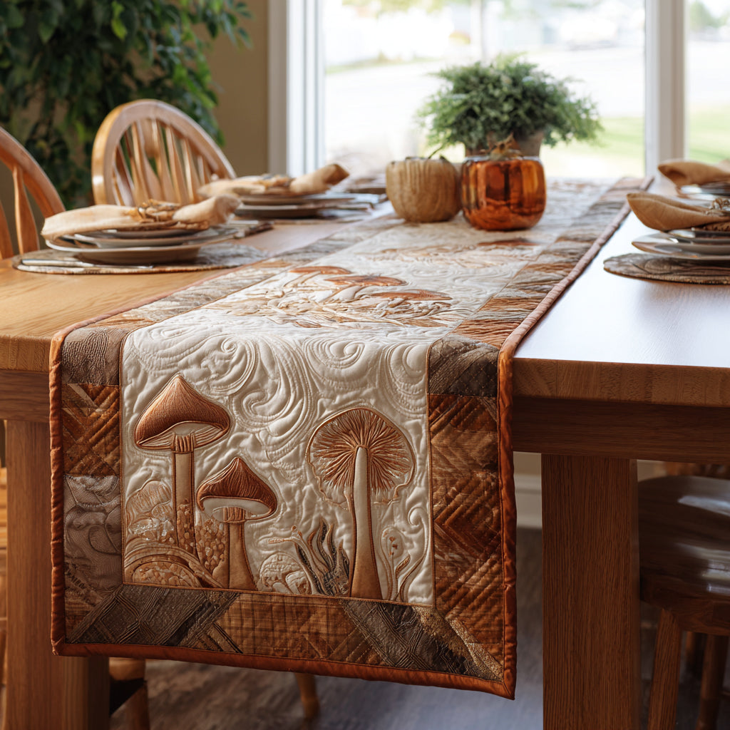 Rustic Shrooms Quilted Table Runner NCU0DV1520