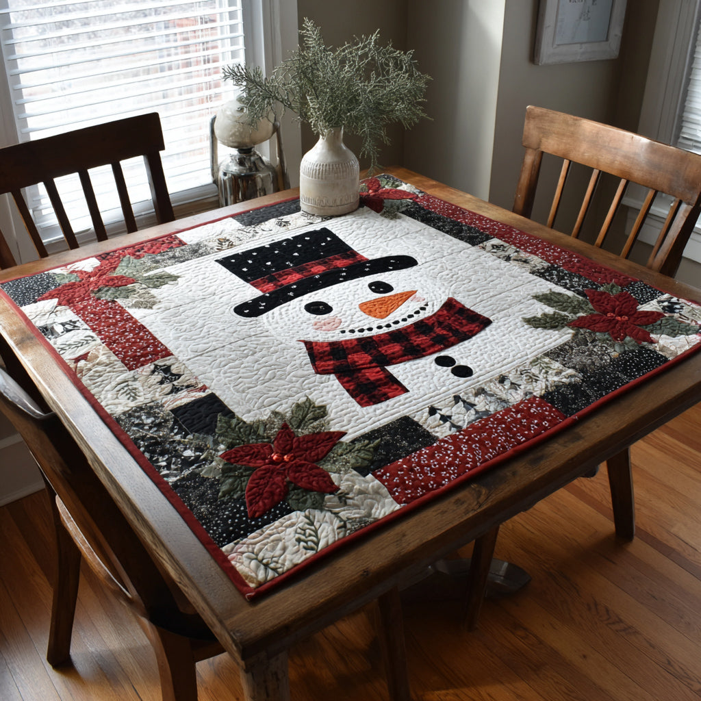 Rustic Snowman Bloom Quilted Table Topper NCU0HNH183