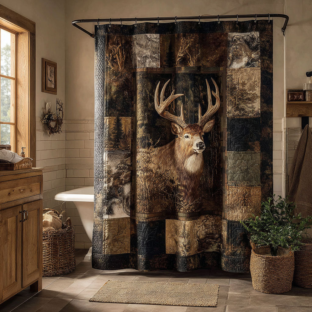 Rustic Stag Shower Curtain NCU0NNT2902