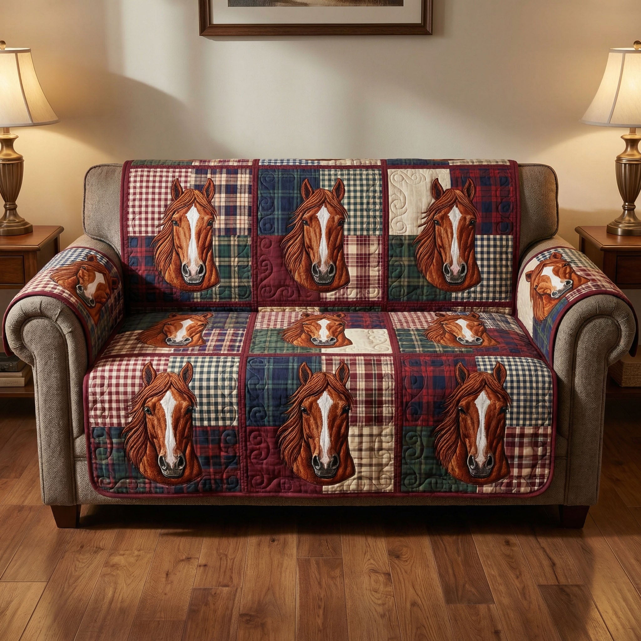 Rustic Stallion Quilted Sofa Cover NCU0NTD1594