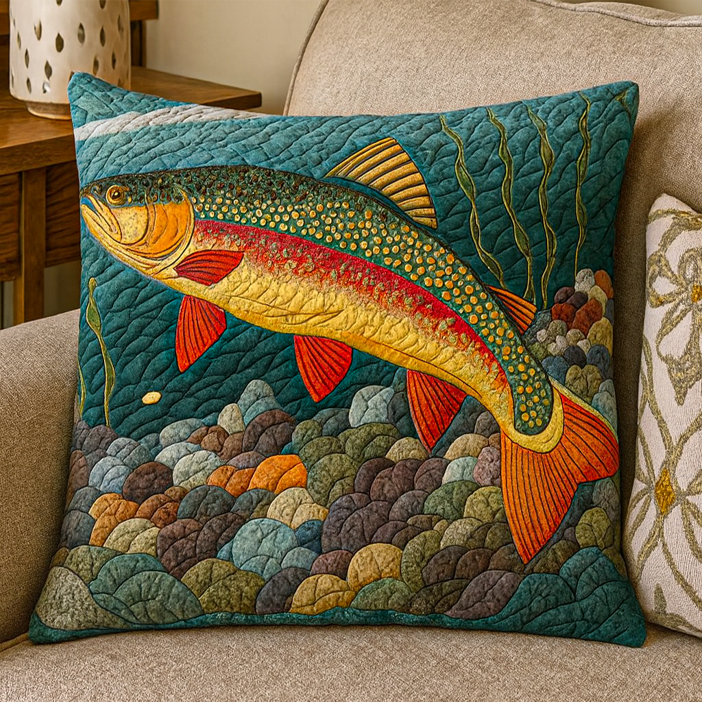Rustic Fishing Quilted Pillow Case NCU0NNT1926