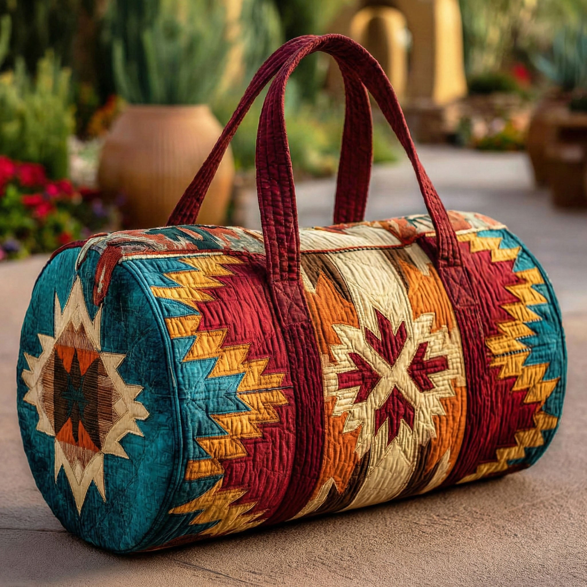 Rustic Geometry Quilted Duffle Bag NCU0NTD1434