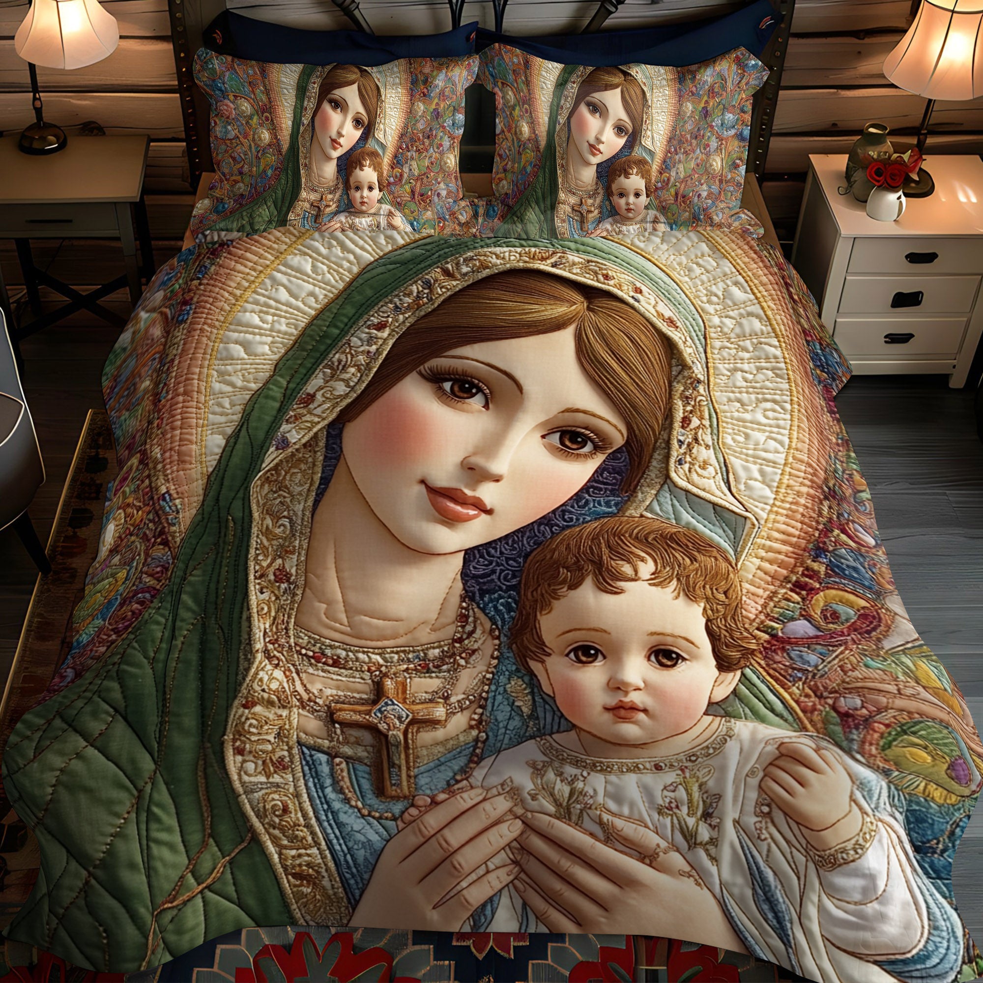 Sacred Bond 3-Piece Quilted Bedding Set NCU0NT1776