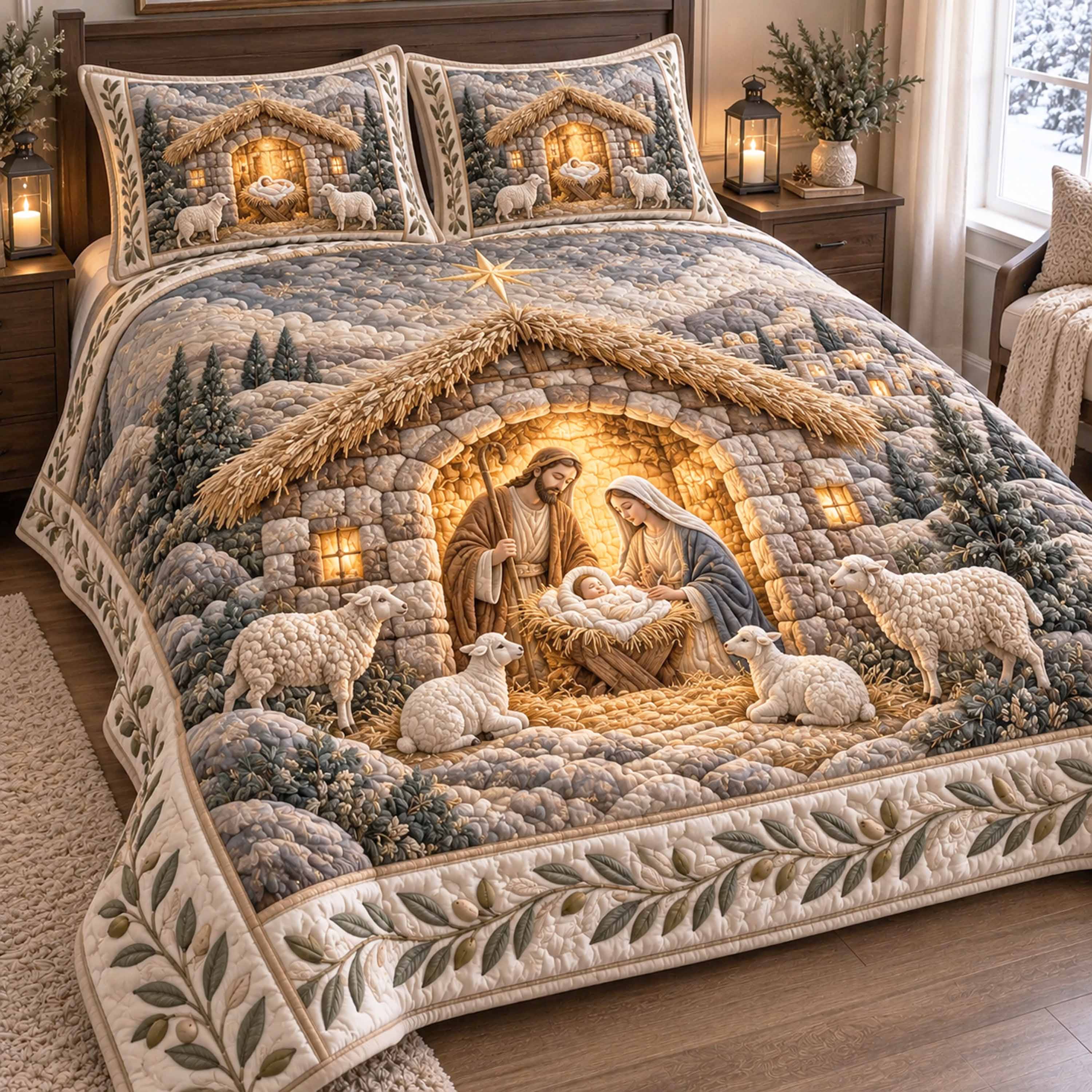 Sacred Family 3-Piece Quilted Bedding Set NCU0NTD2320