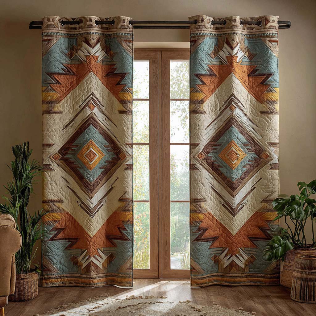 Sandstone Diamond Burst Quilted Curtains NCU0NXD1152
