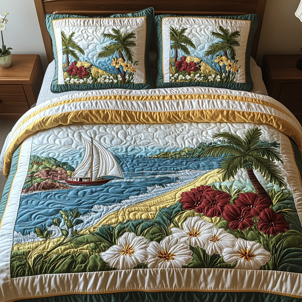Sandy Escape Quilted Bedding Set NCU0DV196
