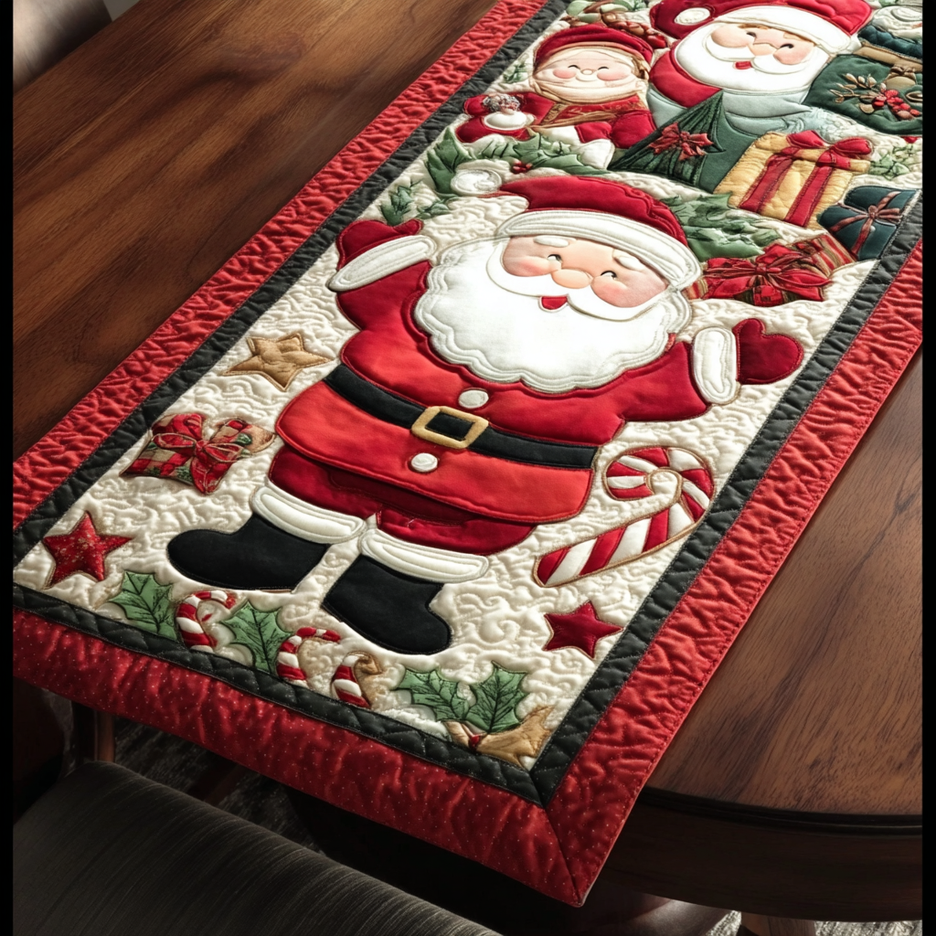 Santa Cheer Quilted Table Runner NCU0DDK1473
