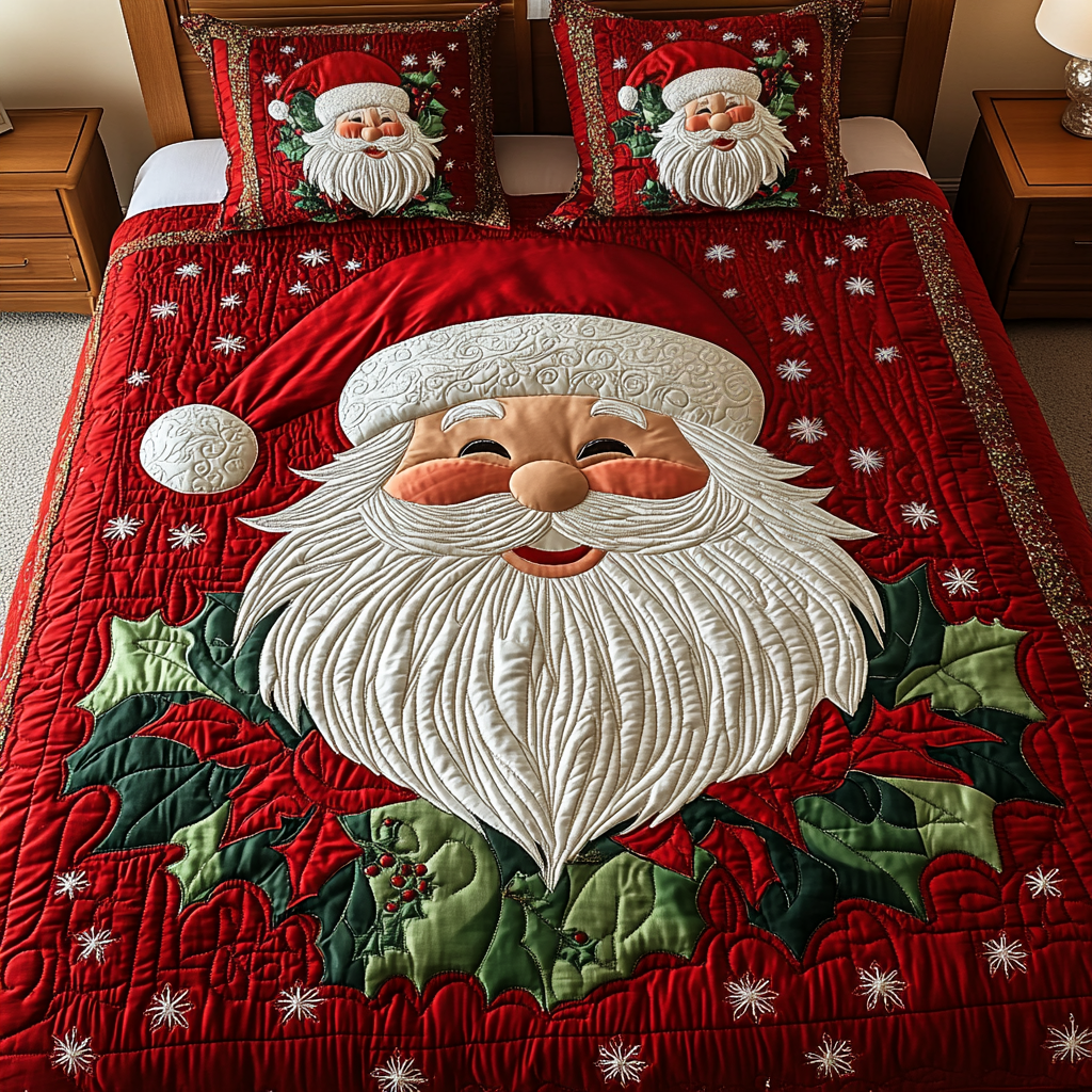 Santa Delight 3-Piece Quilted Bedding Set NCU0VH699