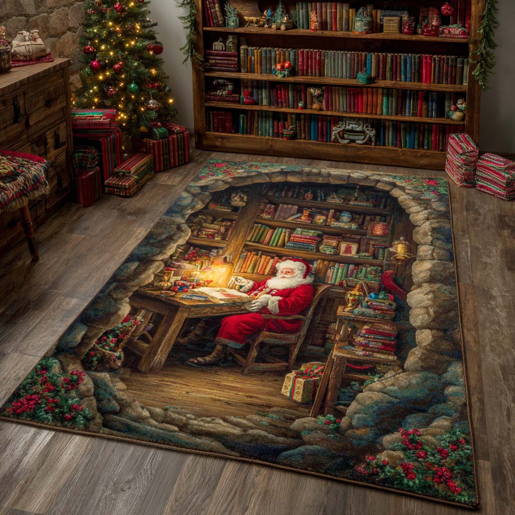 Santa Hidden Library Area Rug NCU0NXD877