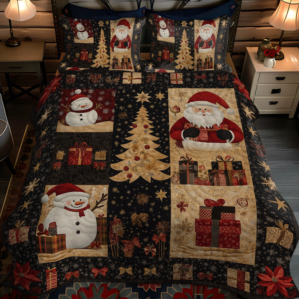 Santa Holiday Spirit 3-Piece Quilted Bedding Set NCU0TL1771