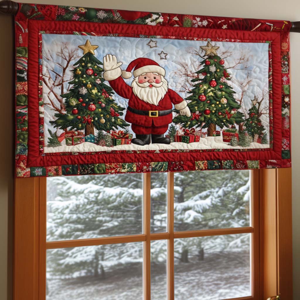 Santa Holiday Wave Quilted Valance NCU0NNT1539