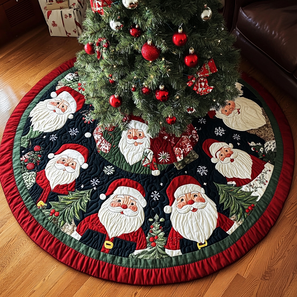 Santa Light Christmas Quilted Tree Skirt NCU0DDK1666