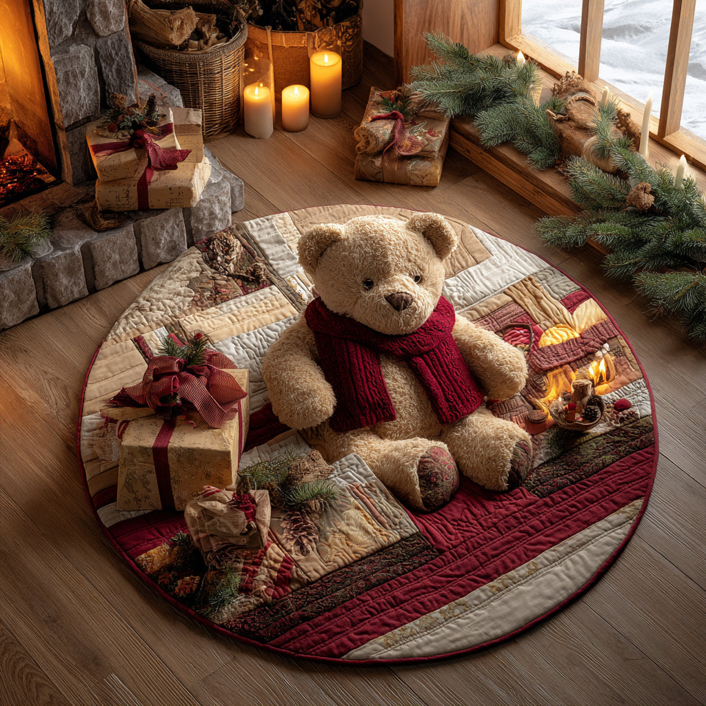 Santa Little Bear Quilted Round Mat NCU0DV1260