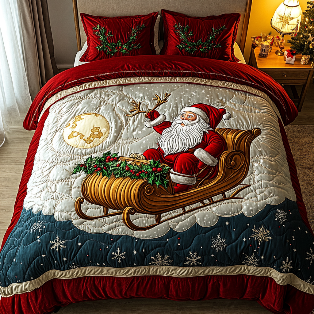 Santa Magic Night 3-Piece Quilted Bedding Set NCU0DDK022