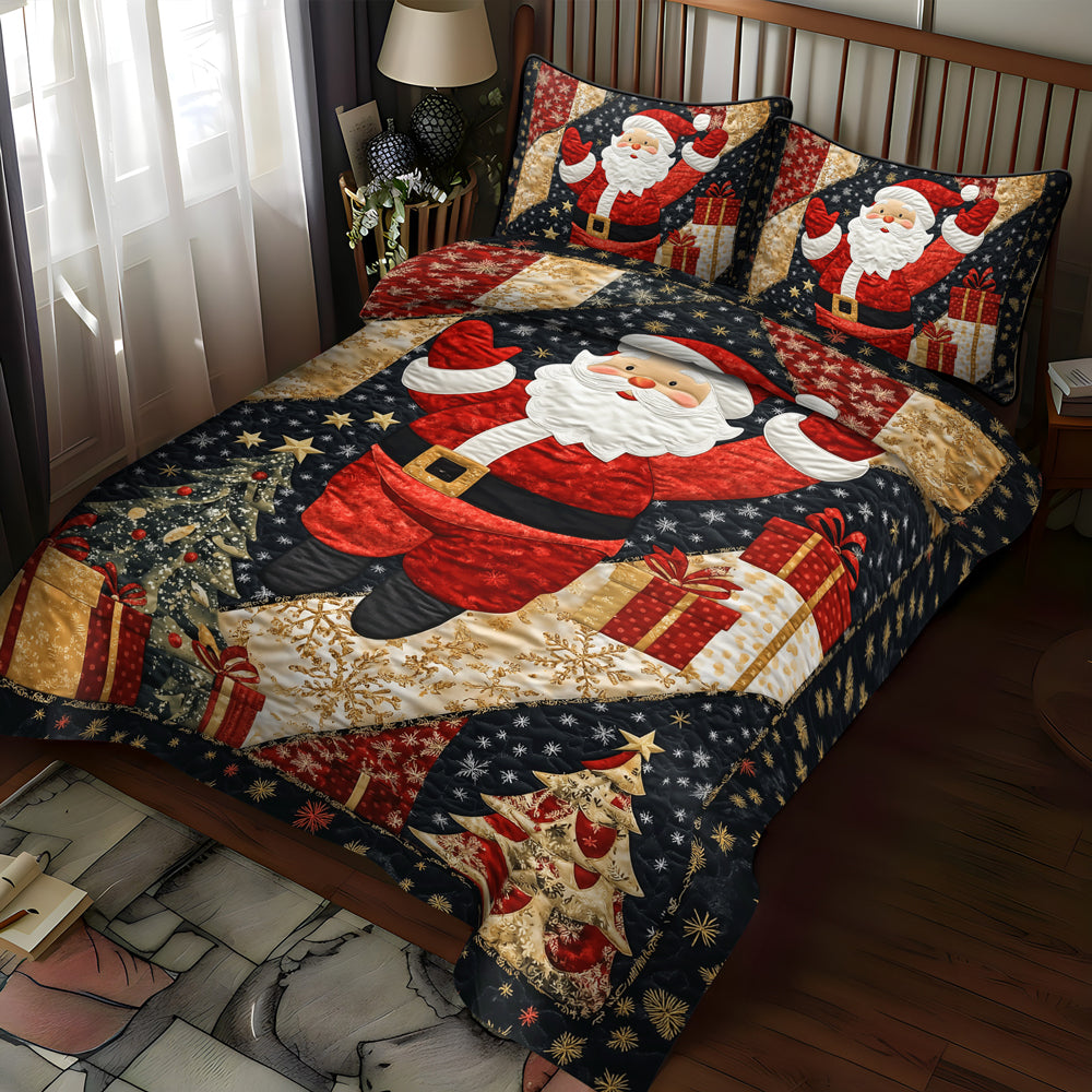 Santa Merry Magic 3-Piece Quilted Bedding Set NCU0TL1774