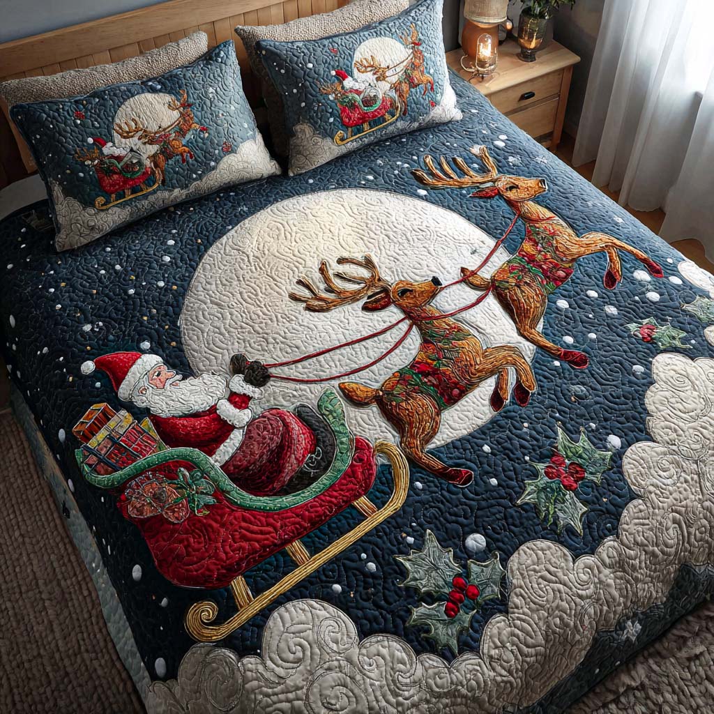 Santa Ride 3-Piece Quilted Bedding Set NCU0NNT1778
