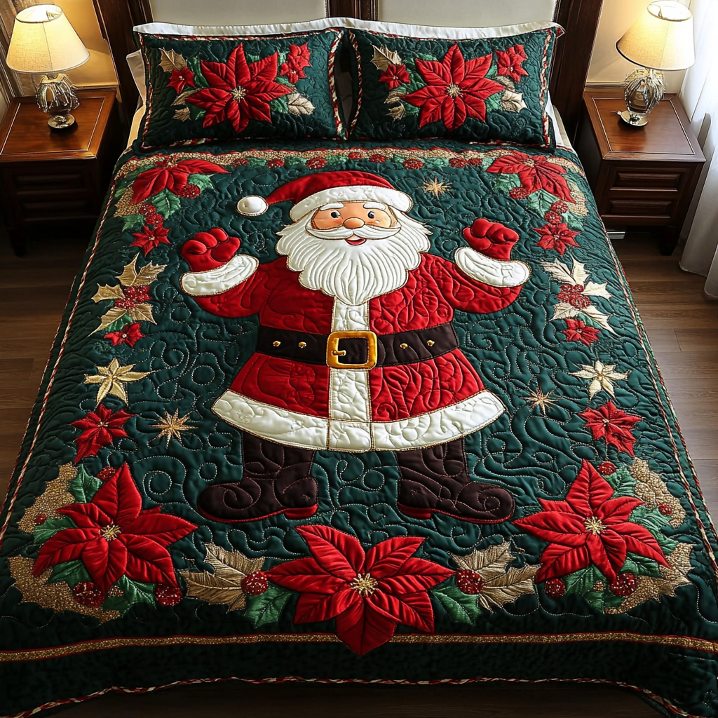 Santa Sleigh Ride 3-Piece Quilted Bedding Set NCU0DK2052