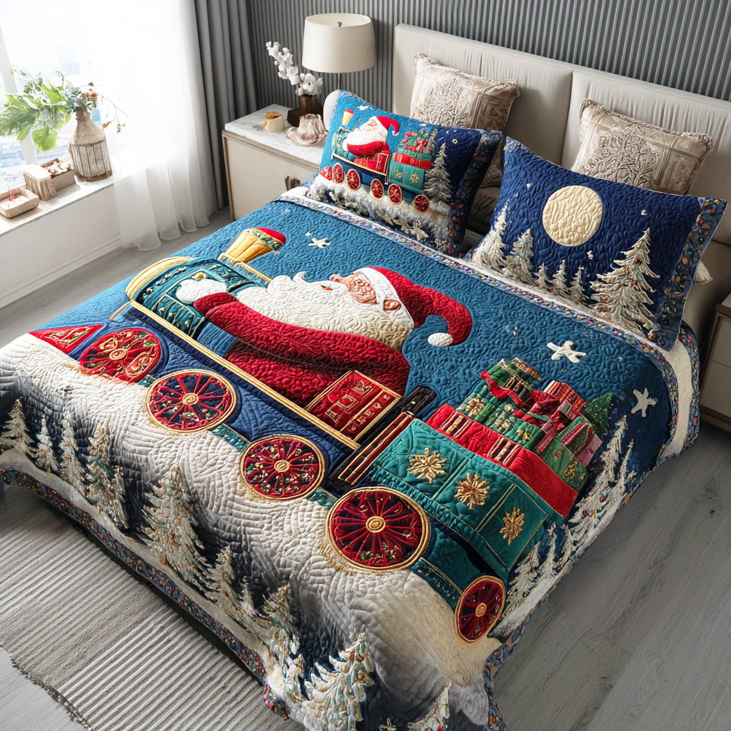 Santa Train Trail 3-Piece Quilted Bedding Set NCU0NTD640