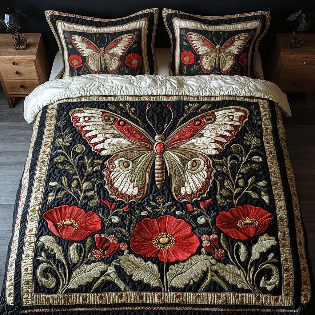 Scarlet Bloom 3-Piece Quilted Bedding Set NCU0NT2283