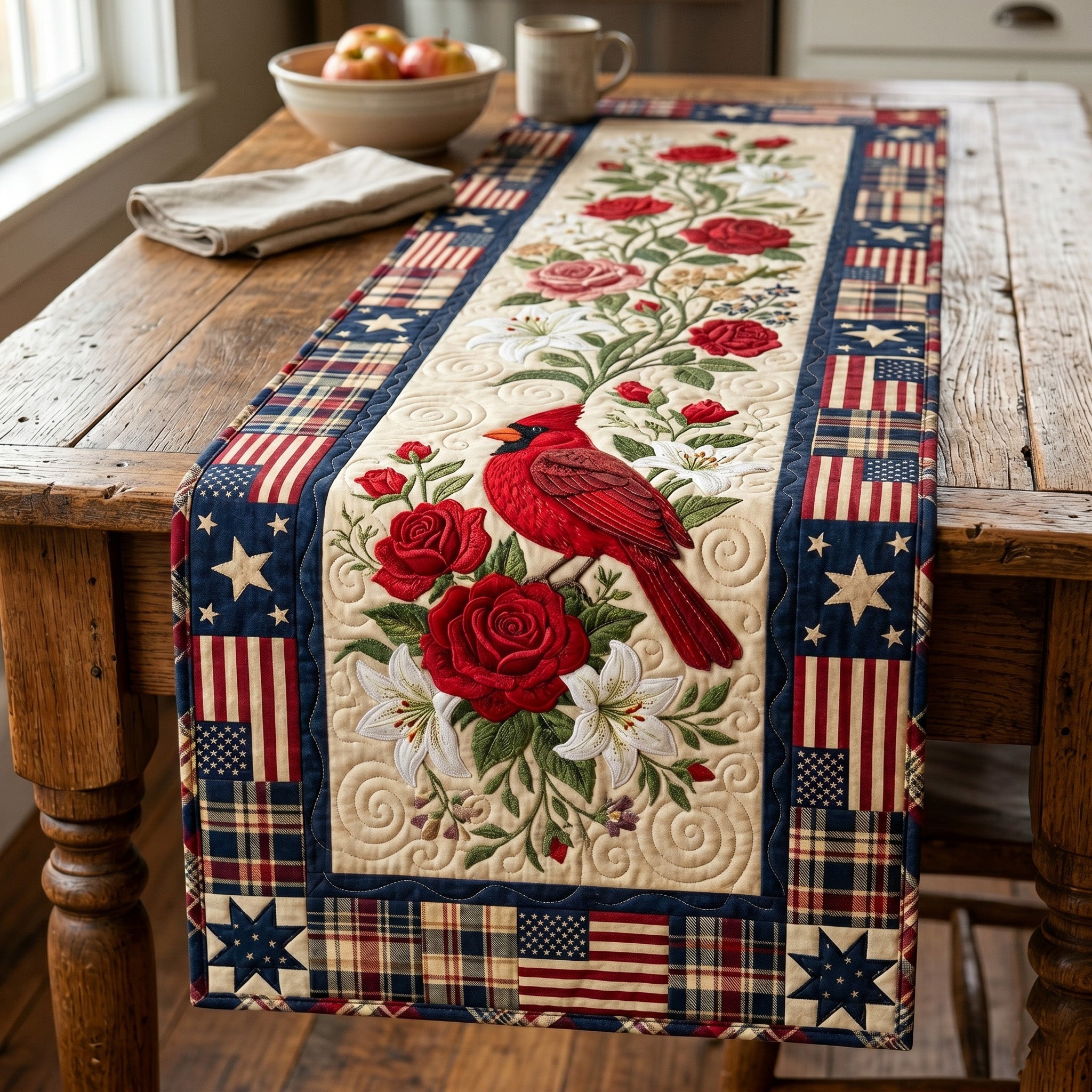 Scarlet Heritage Quilted Table Runner NCU0NTV1039