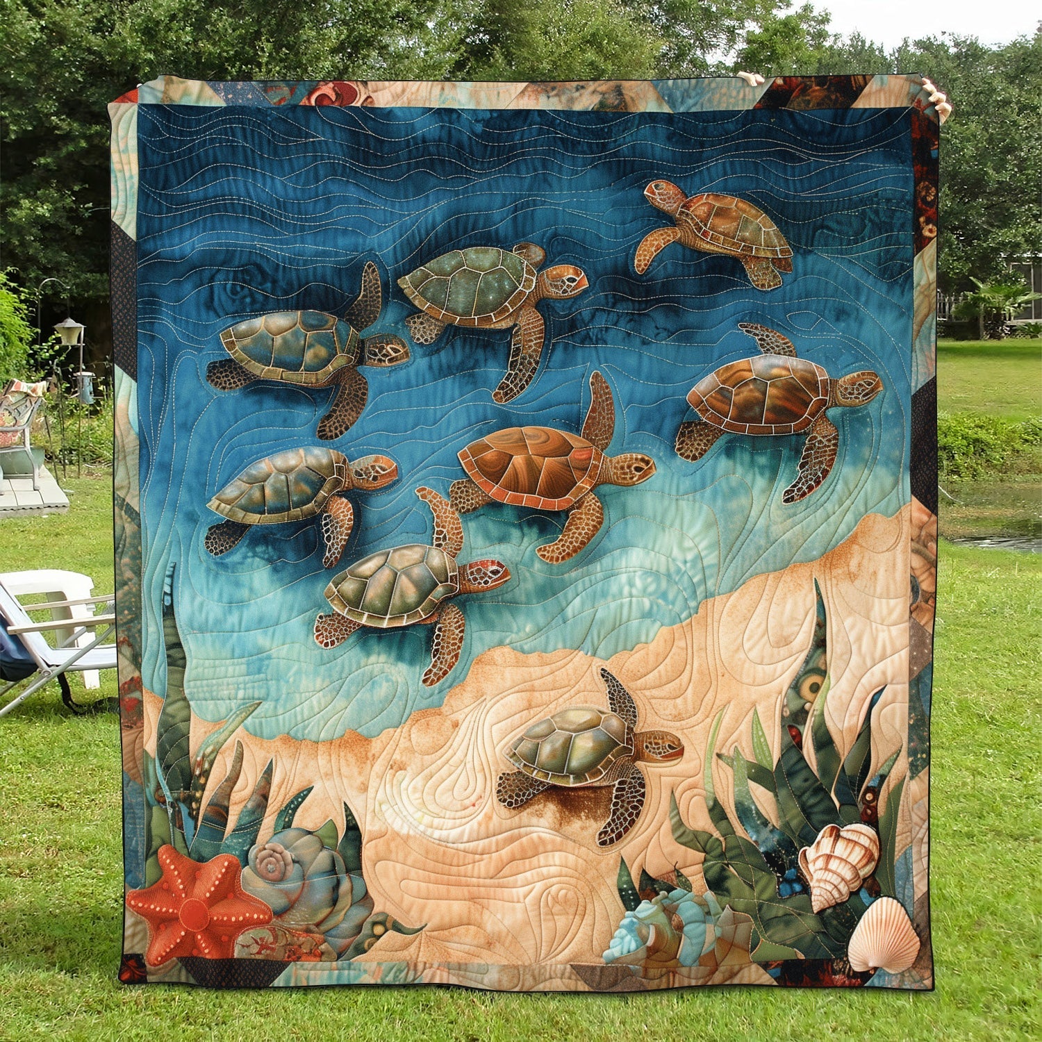 Sea Turtle Oasis Quilted Blanket NCU0TH1171