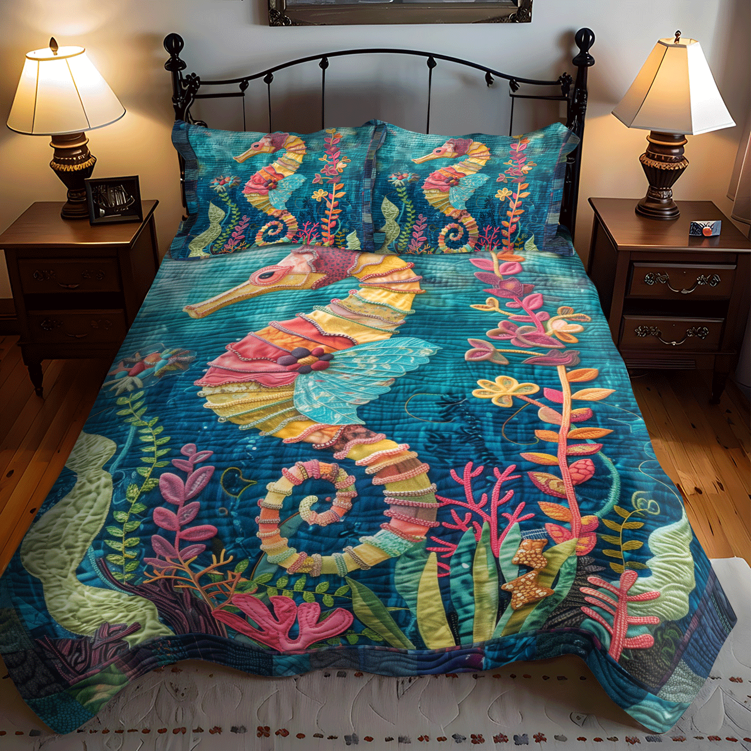 Seahorse Fairytale 3-Piece Quilted Bedding Set NCU0TH1269