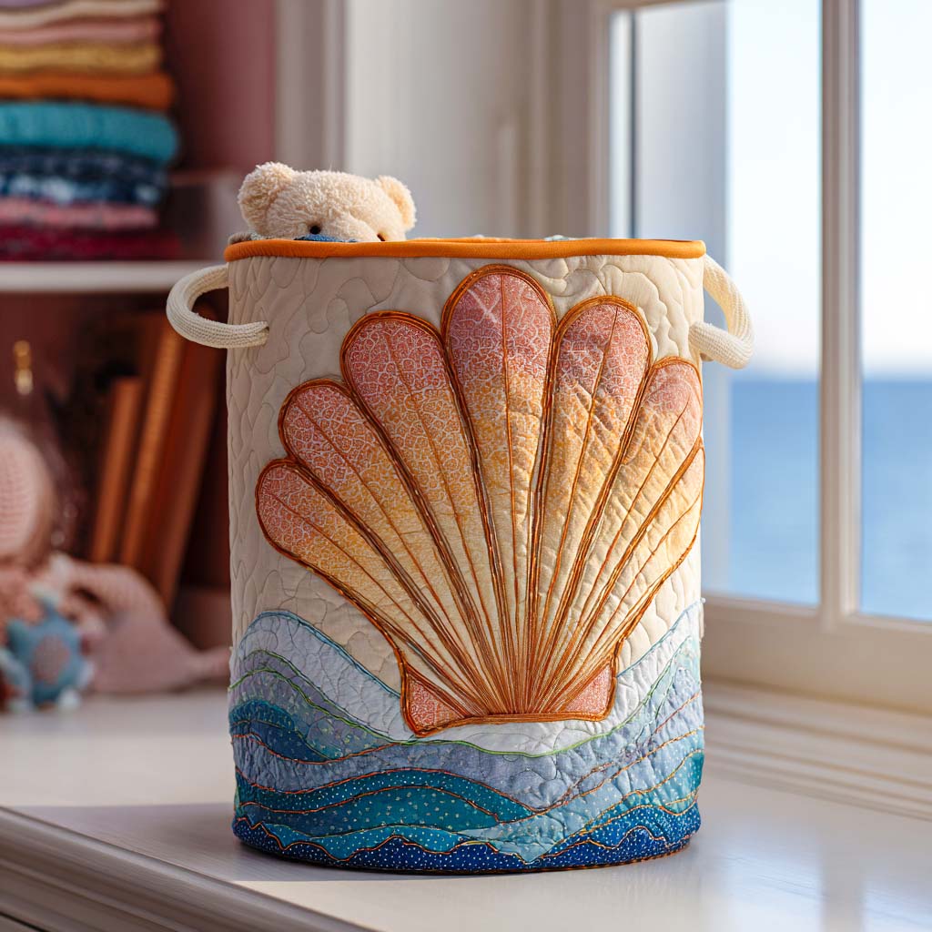 Seashell Breeze Trail Quilted Laundry Basket NCU0NNT1285