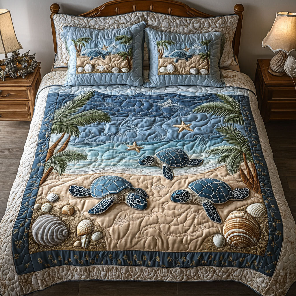 Seaside Dreams 3-Piece Quilted Bedding Set NCU0NNT339