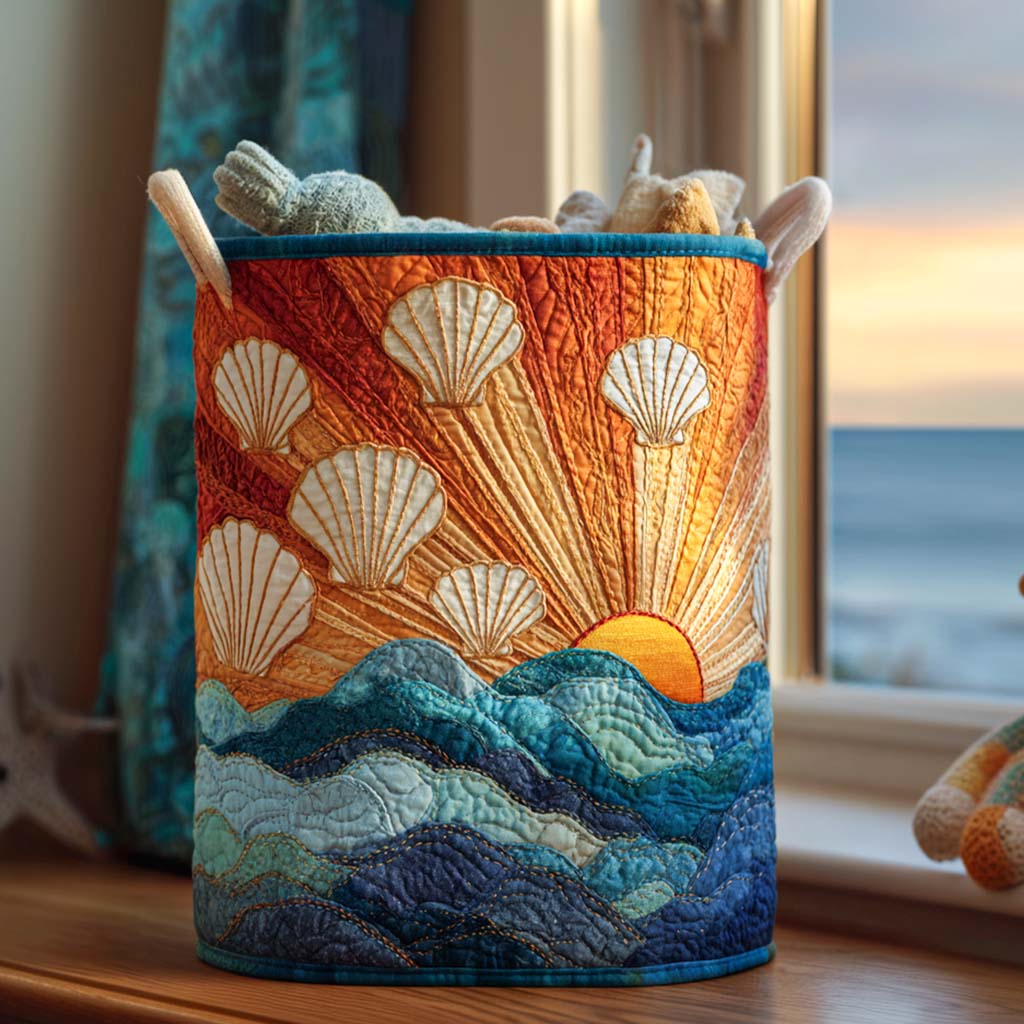 Seaside Shell Spirit Quilted Laundry Basket NCU0NNT1286