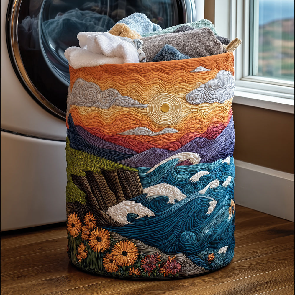 Seaside Sunset Quilted Laundry Basket NCU0TH2991
