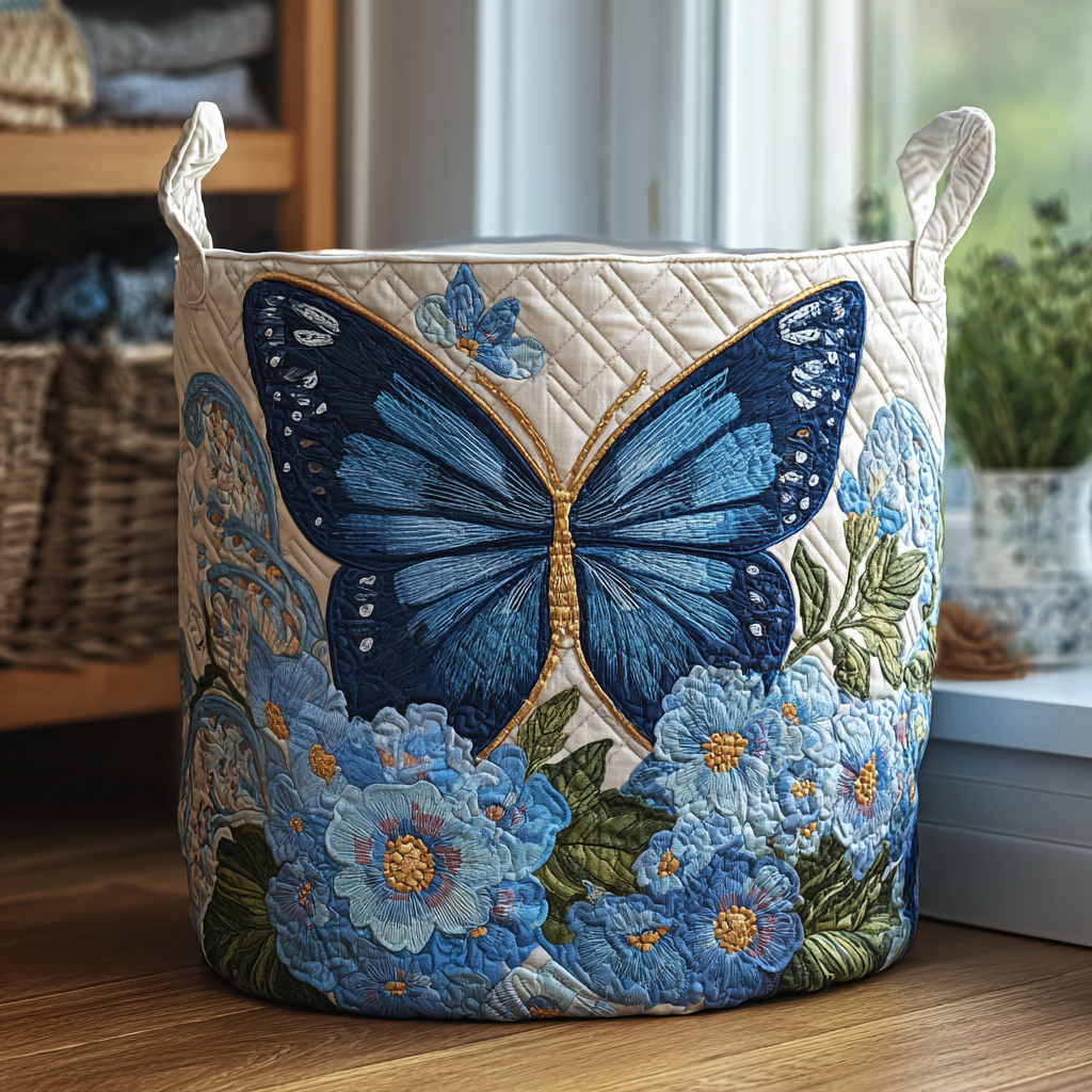 Serene Flutter Quilted Laundry Basket NCU0PVL435