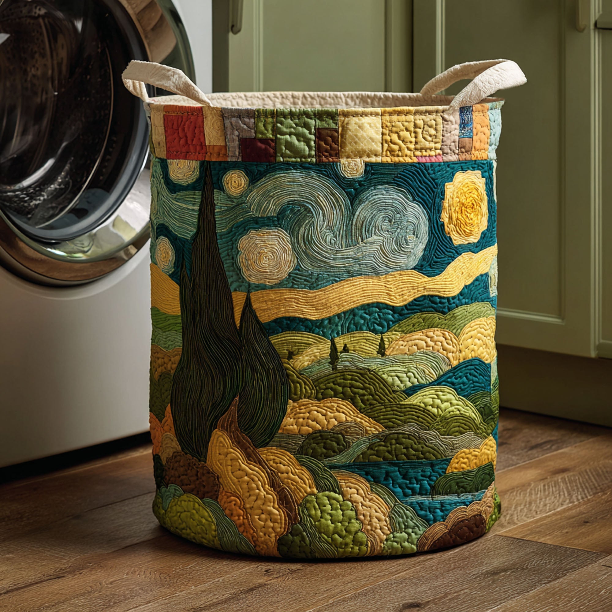 Serene Meadow Quilted Laundry Basket NCU0NTV015
