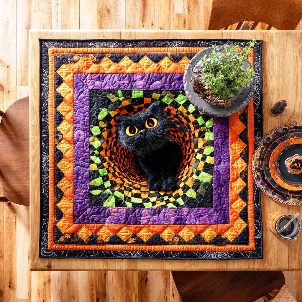 Shadow Cat Quilted Table Topper NCU0NTD332
