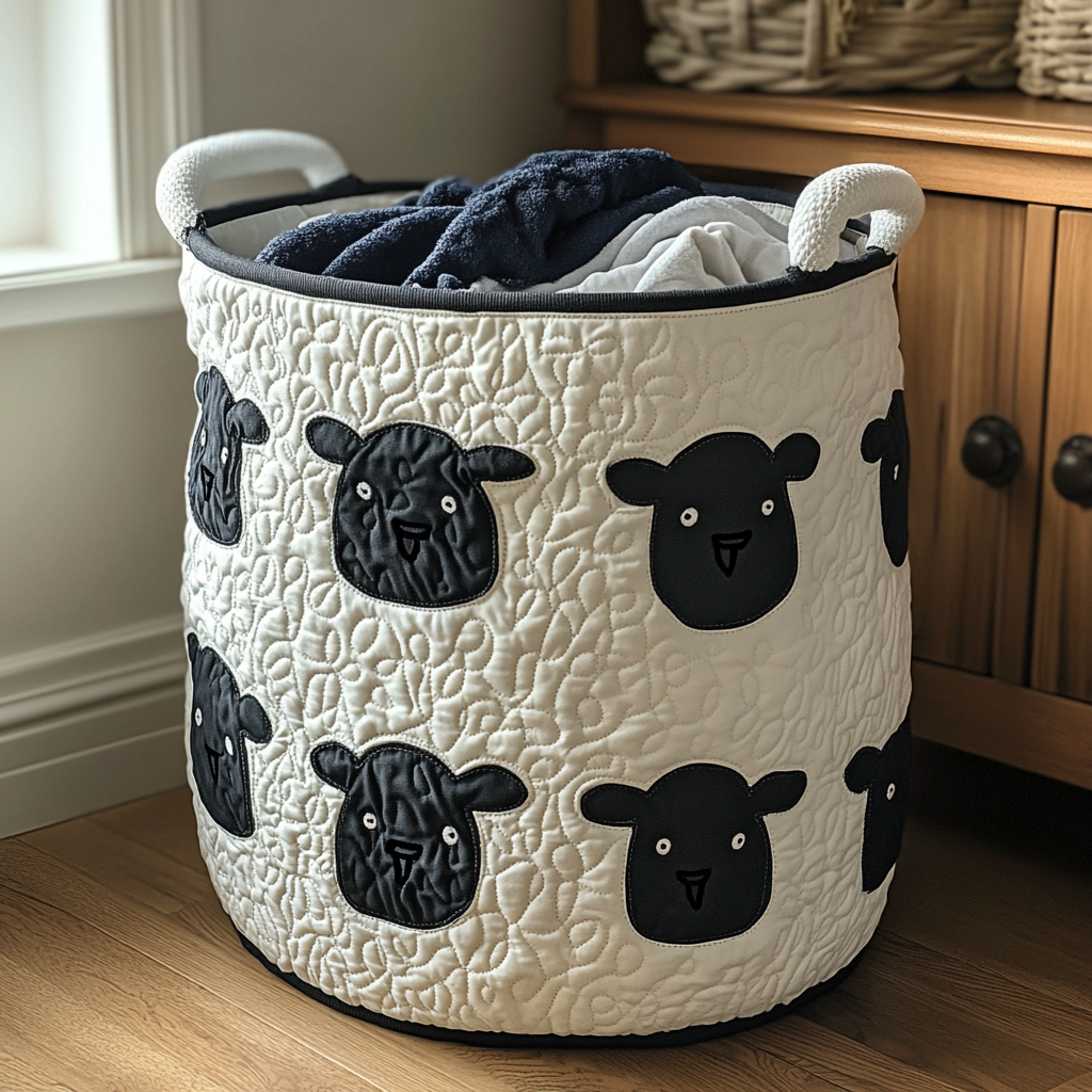 Sheep Meadow Quilted Laundry Basket NCU0DDK706