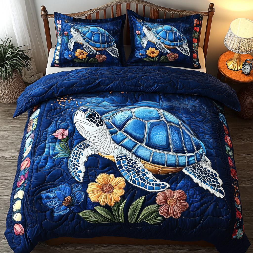 Shell Serenity 3-Piece Quilted Bedding Set NCU0PVL299
