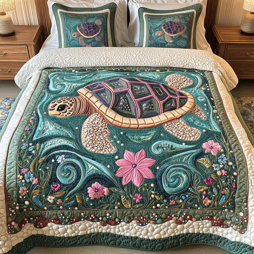 Sheltered Shores 3-Piece Quilted Bedding Set NCU0DK2063