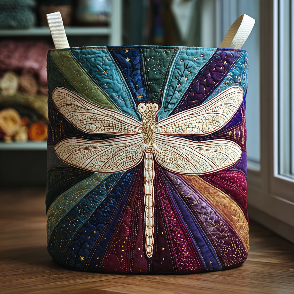 Shining Dragonfly Quilted Laundry Basket NCU0DDK1153