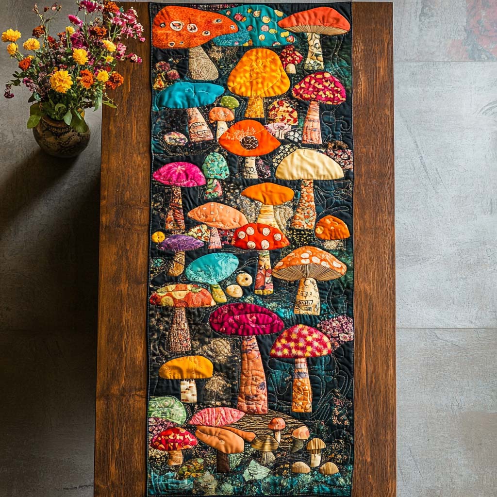 Shroomy Vibes Quilted Table Runner NCU0NNT890