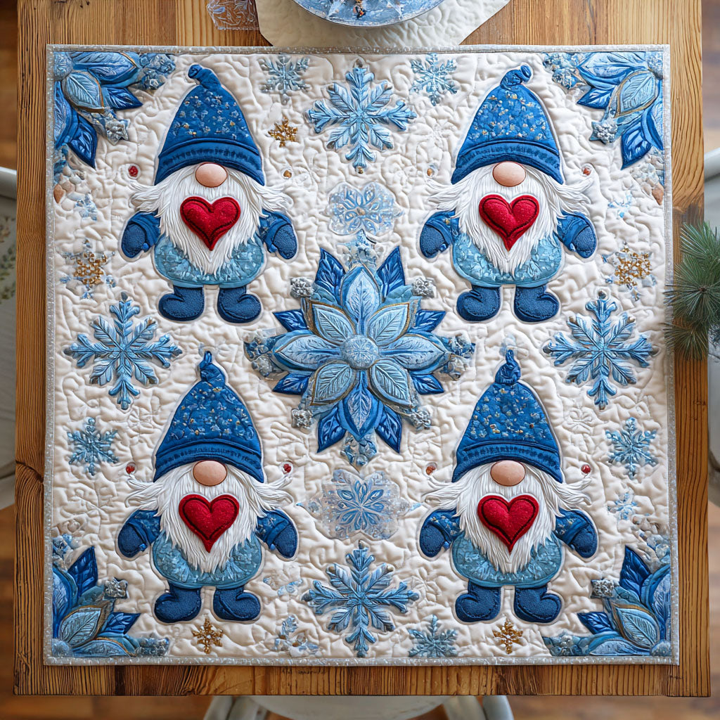 Silent Frost Gnome Quilted Table Topper NCU0NTD485