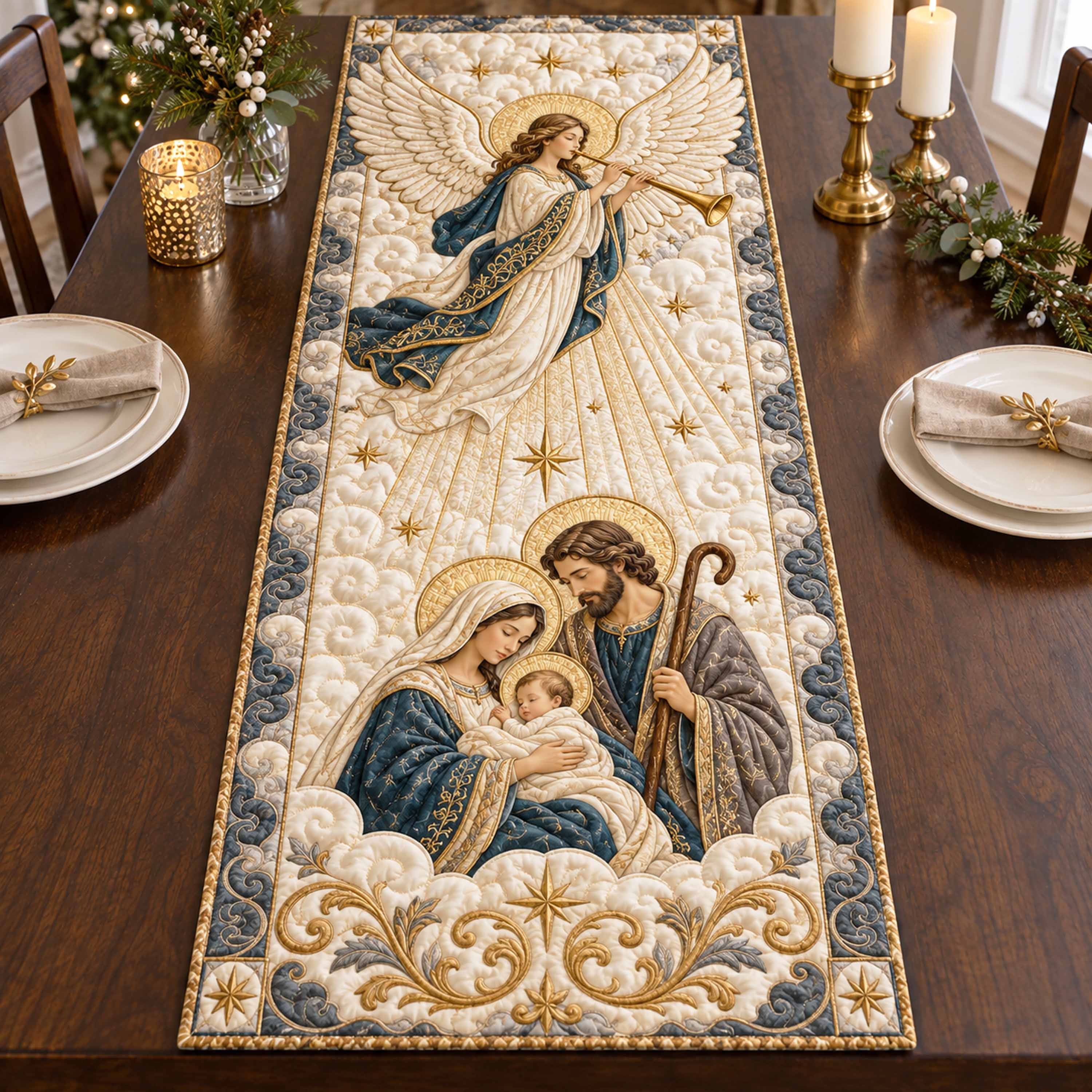 Silent Manger Quilted Table Runner NCU0NTD2327