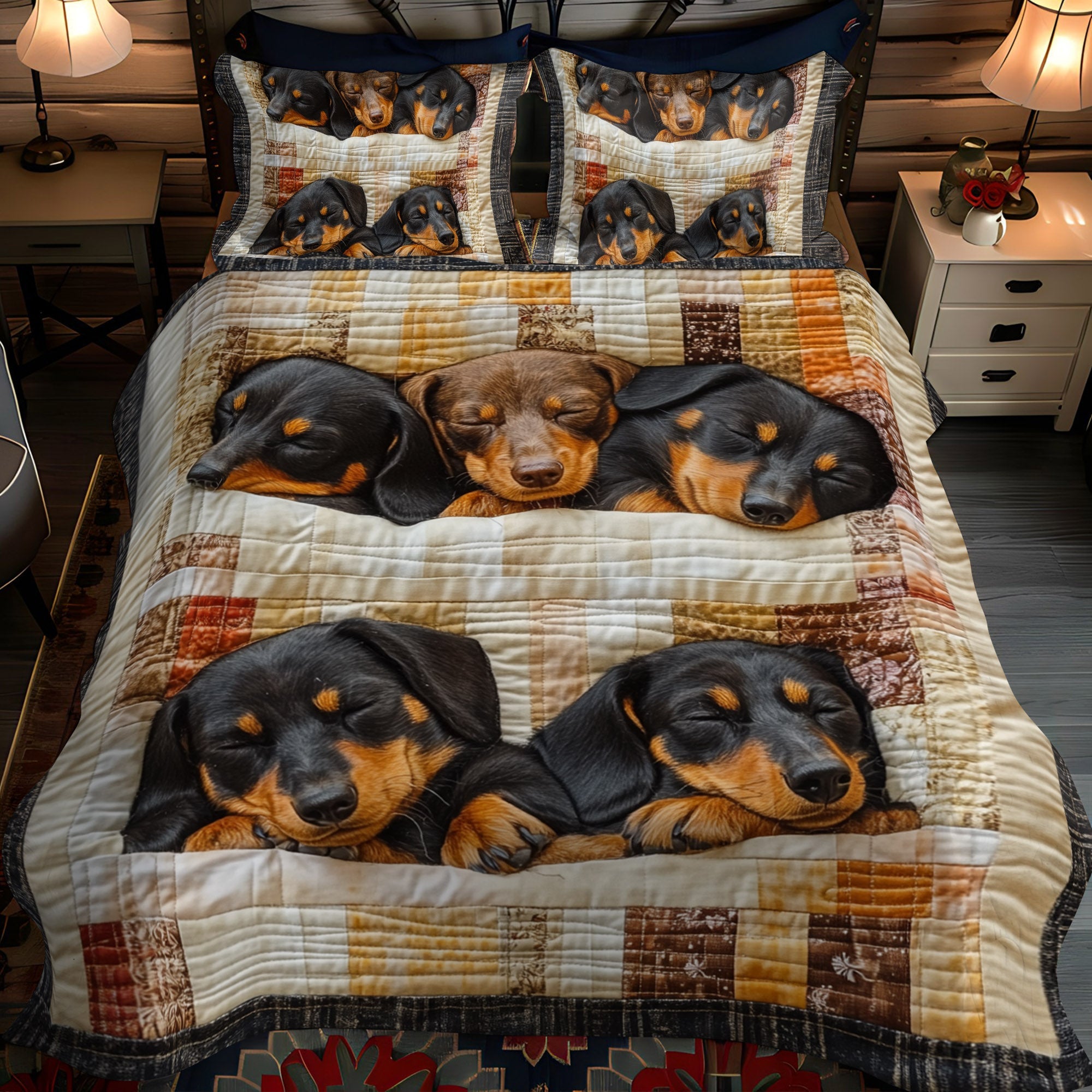 Sleepy Quartet 3-Piece Quilted Bedding Set NCU0NT1657