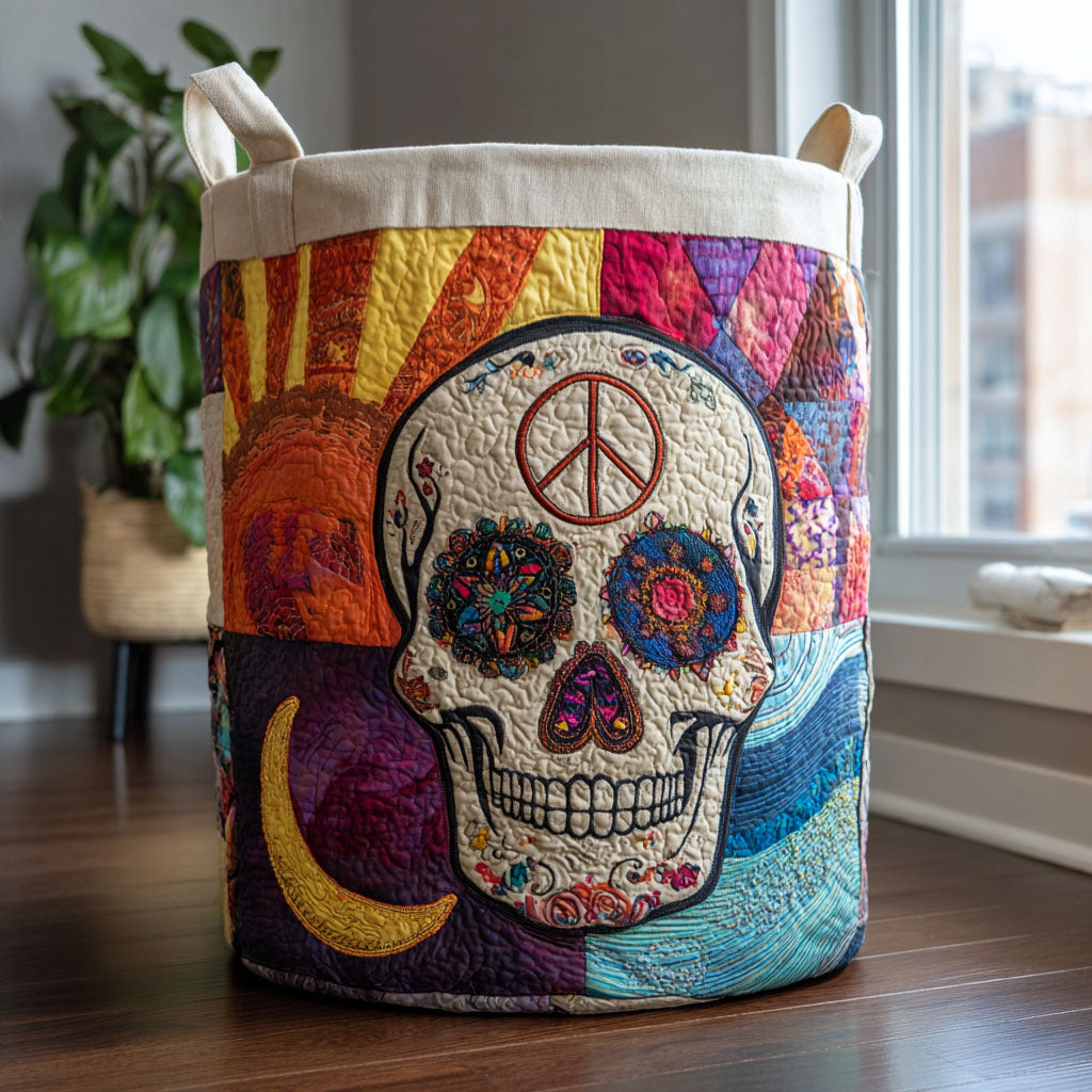 Smiling Bones Quilted Laundry Basket NCU0PTT1041