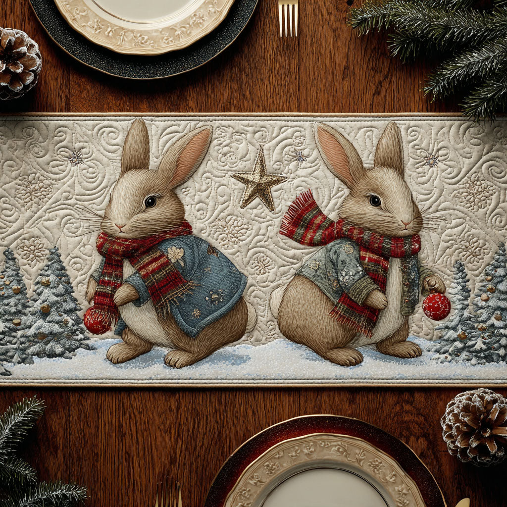 Snow Bunny Quilted Table Runner NCU0PTT1403