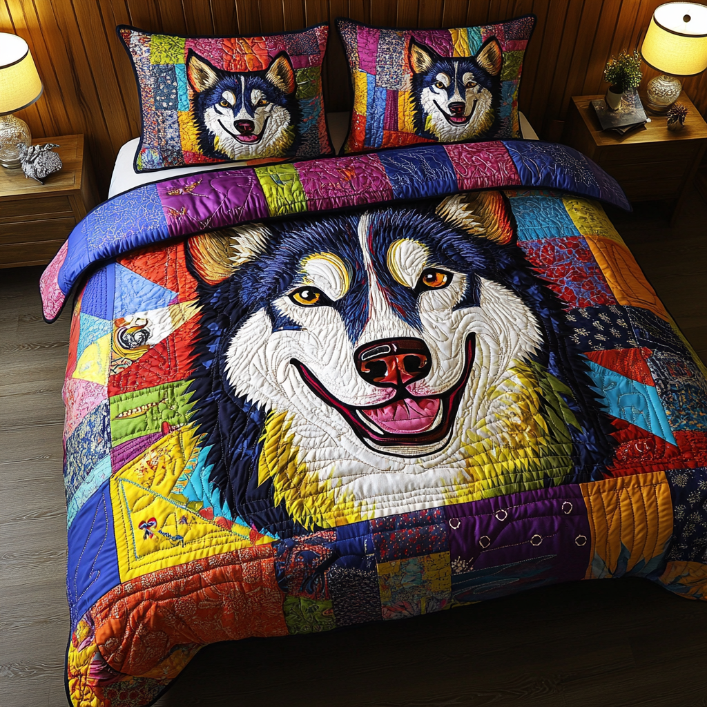 Snow Pup 3-Piece Quilted Bedding Set NCU0PVL313
